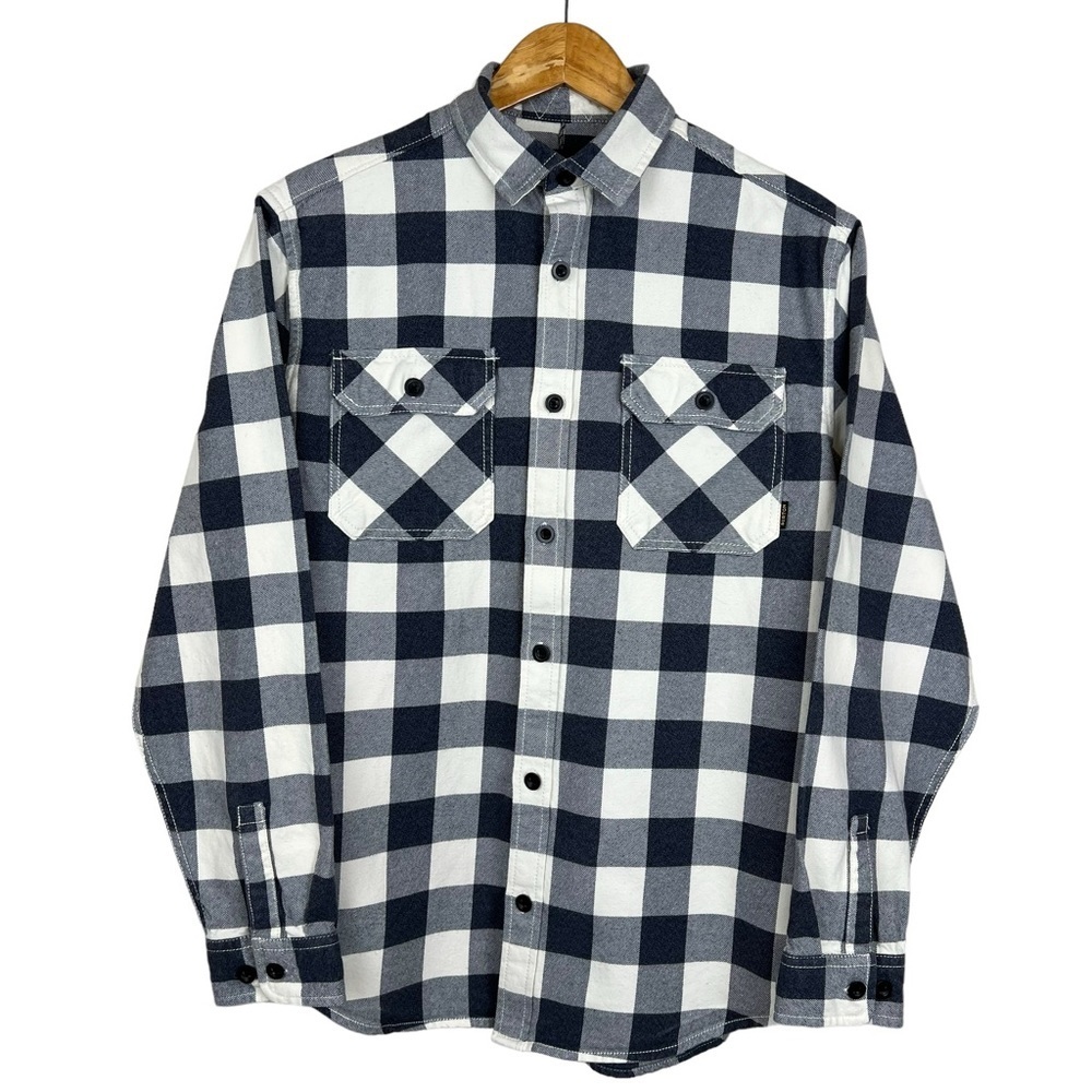 Burton Durable Goods Shirt Brighton Plaid Flannel Black White Size Medium
